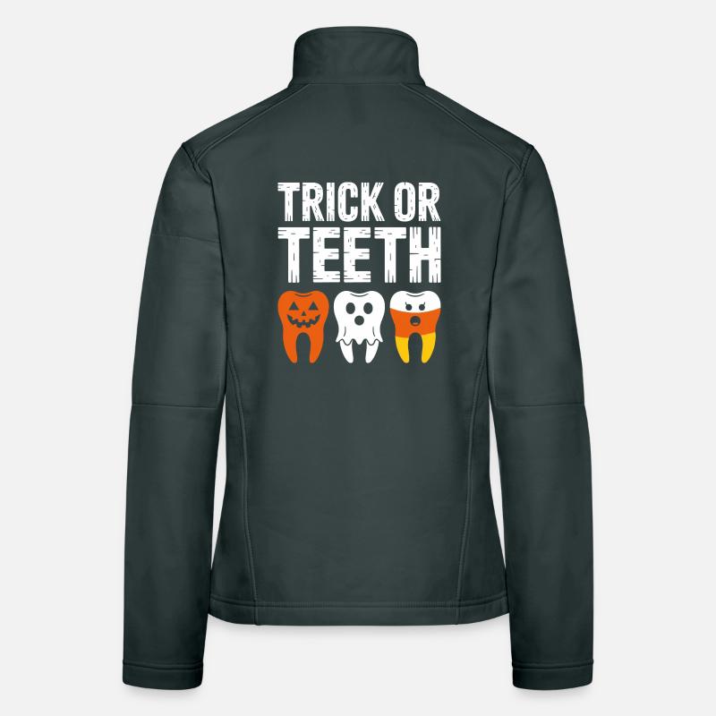 Trick oder Teeth Halloween-T-Shirt Frauen Softshelljacke