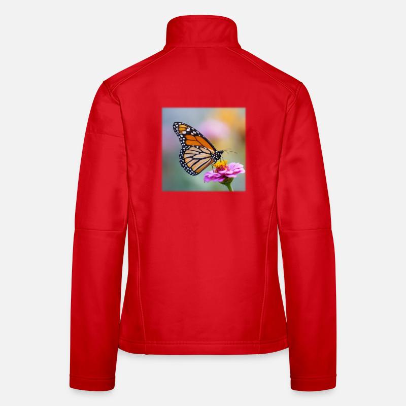 Papillon monarque sur Verbena Macro Veste en tissu softshell Femme