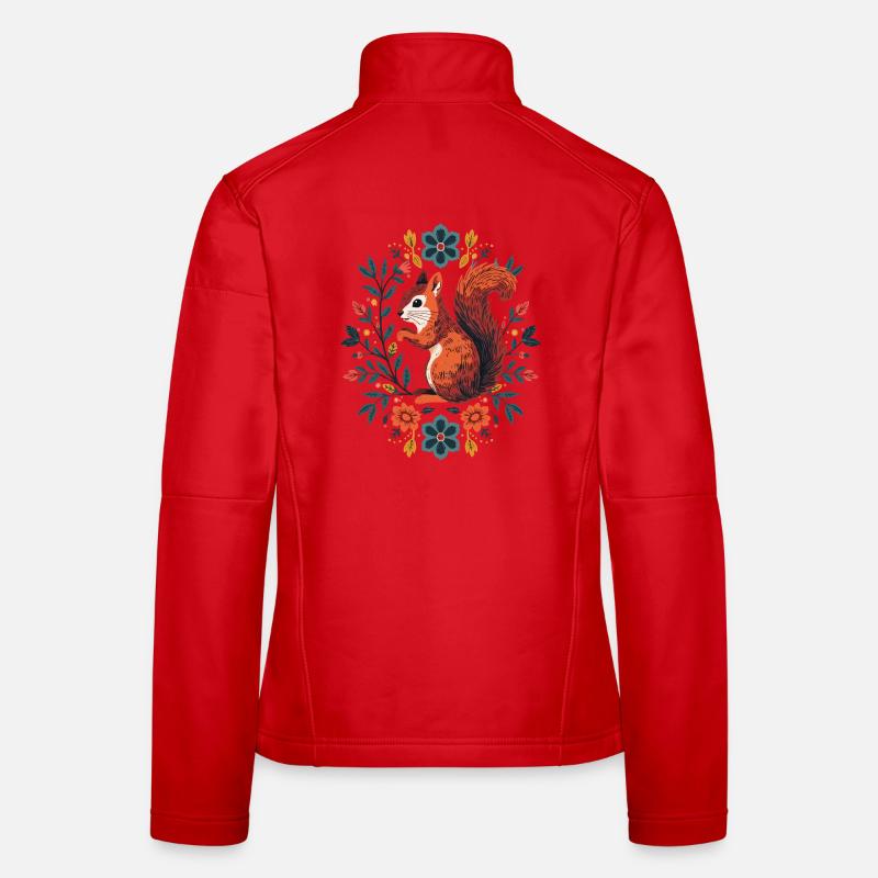 Écureuil dans une couronne de fleurs Veste en tissu softshell Femme