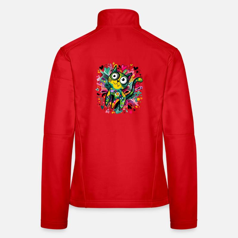 Colorful graffiti cat artwork Women's Softshell Jacket