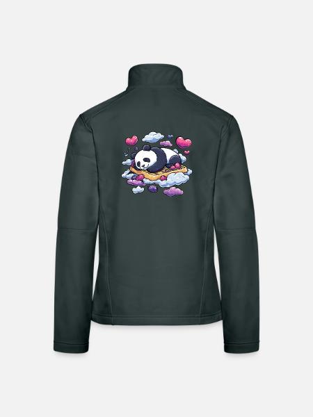 Panda Dream on Waffle Clouds - Women's Softshell Jacket - red - Back