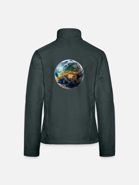 Globus-Design: Europa-Asien Landschaft - Frauen Softshelljacke - Rot - Hinten