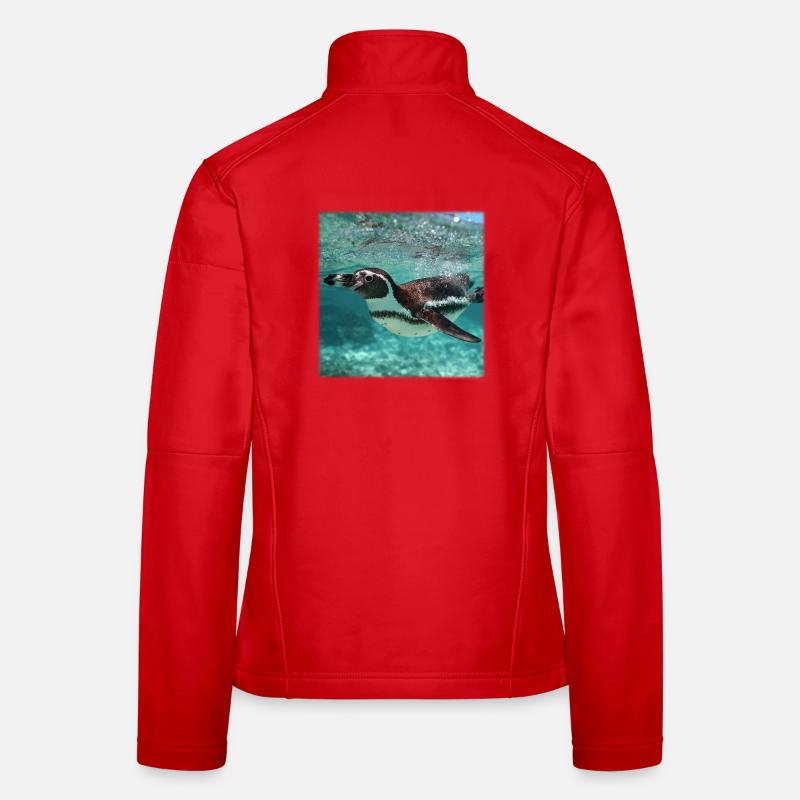 Penguin Underwater Turquoise Ocean Nature Design Women's Softshell Jacket