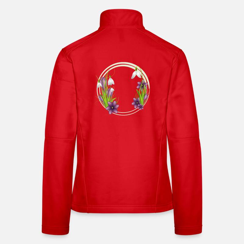 Snowdrops & Crocuses – Wreath in Spring Women's Softshell Jacket