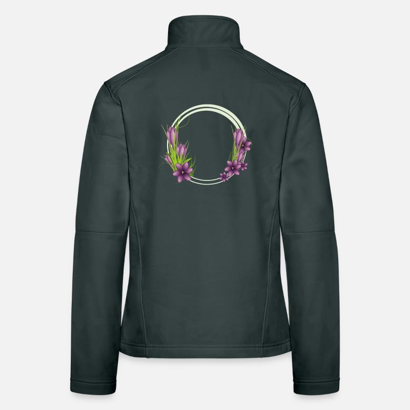 Delicate Crocus Wreath in Purple Illustration Women's Softshell Jacket