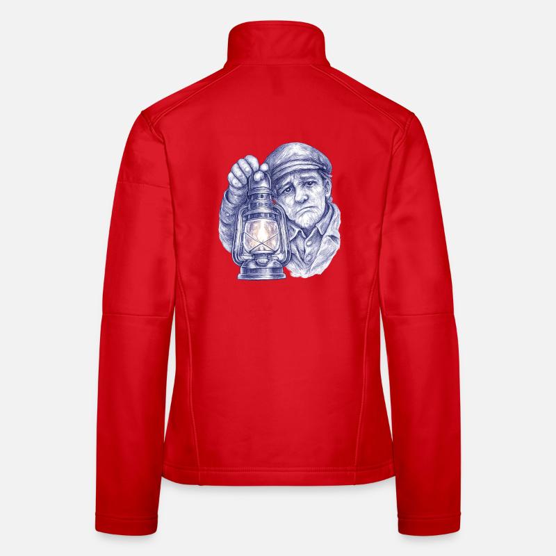 Älterer Mann mit Laterne Frauen Softshelljacke