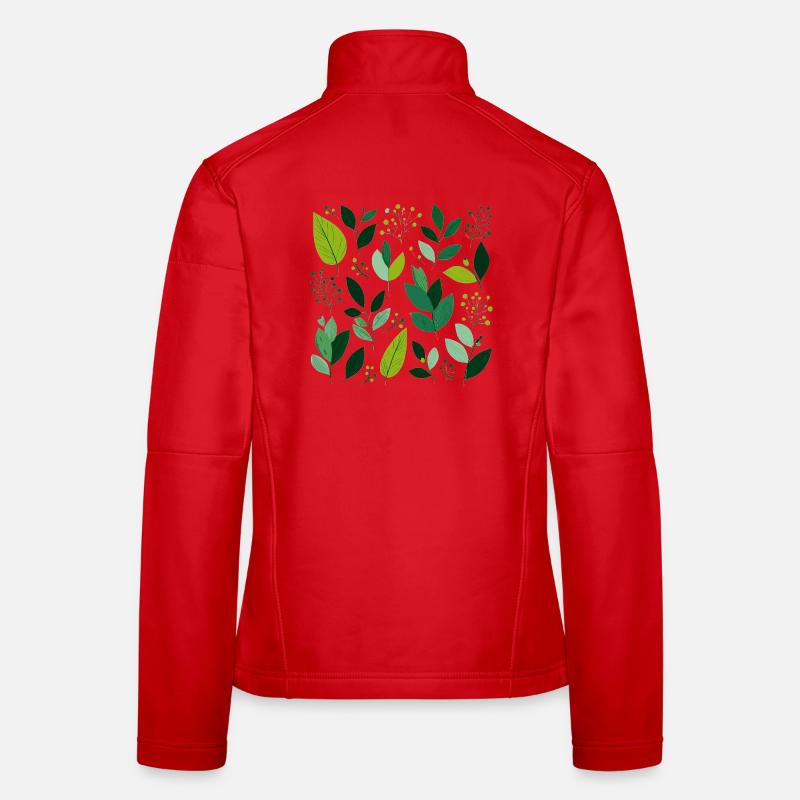 Feuilles vertes Veste en tissu softshell Femme