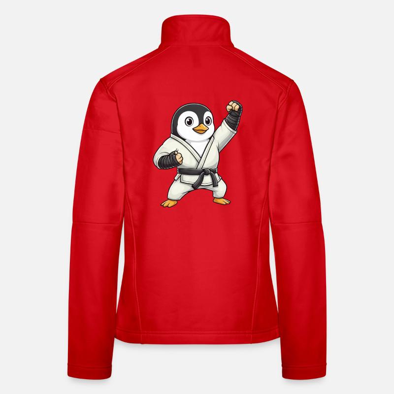 Dessin animé mignon drôle d’arts martiaux de Karaté Pingouin Veste en tissu softshell Femme