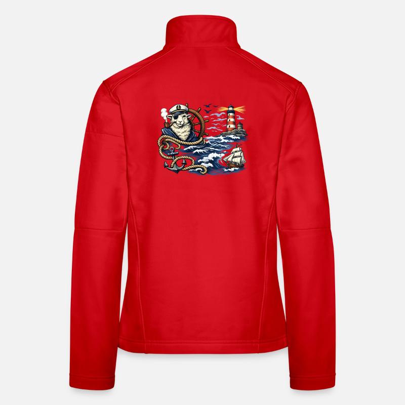 Seefahrer-Schaf im Sturm - Frauen Softshelljacke - Rot