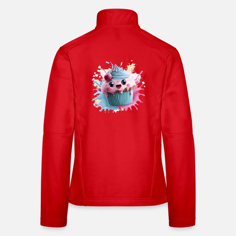 Kawaii Cupcake Splash mit Kirsche Frauen Softshelljacke