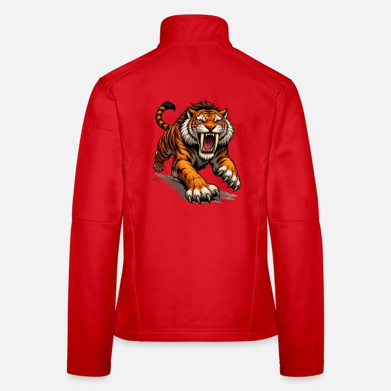 Comic Tiger Angriff Frauen Softshelljacke