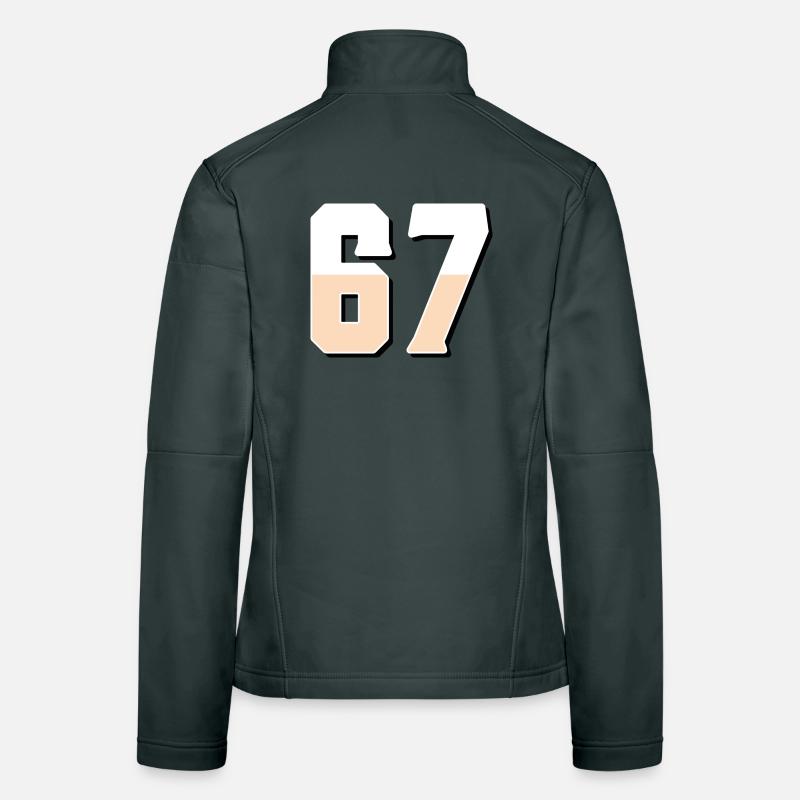 6 7 – Trendy minimalist text design, Women's Softshell Jacket
