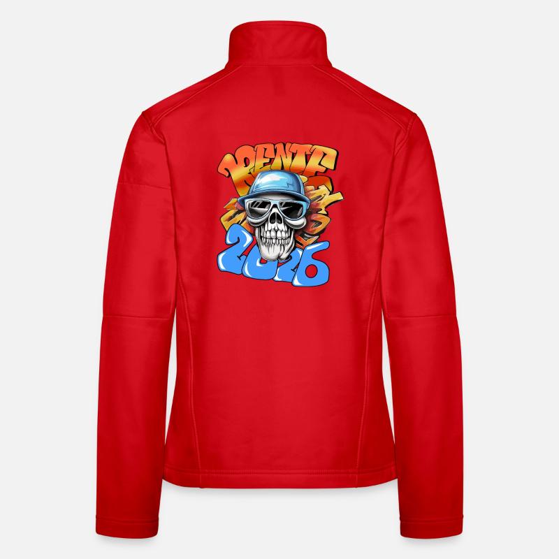 Skull Pensioner 2026 Neon Graffiti Pop Art Women's Softshell Jacket