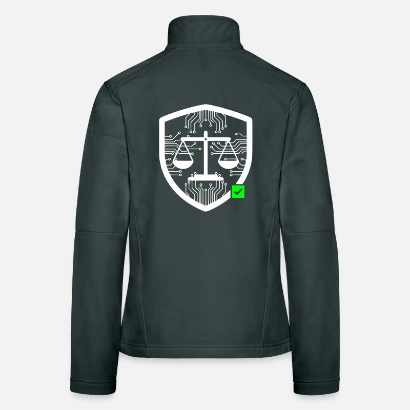 Cyber Security Schild Waage Tech Vektor Frauen Softshelljacke