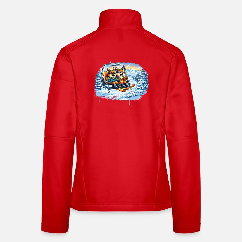 Eichhörnchen & Fuchs im Skilift – Winterspaß Frauen Softshelljacke