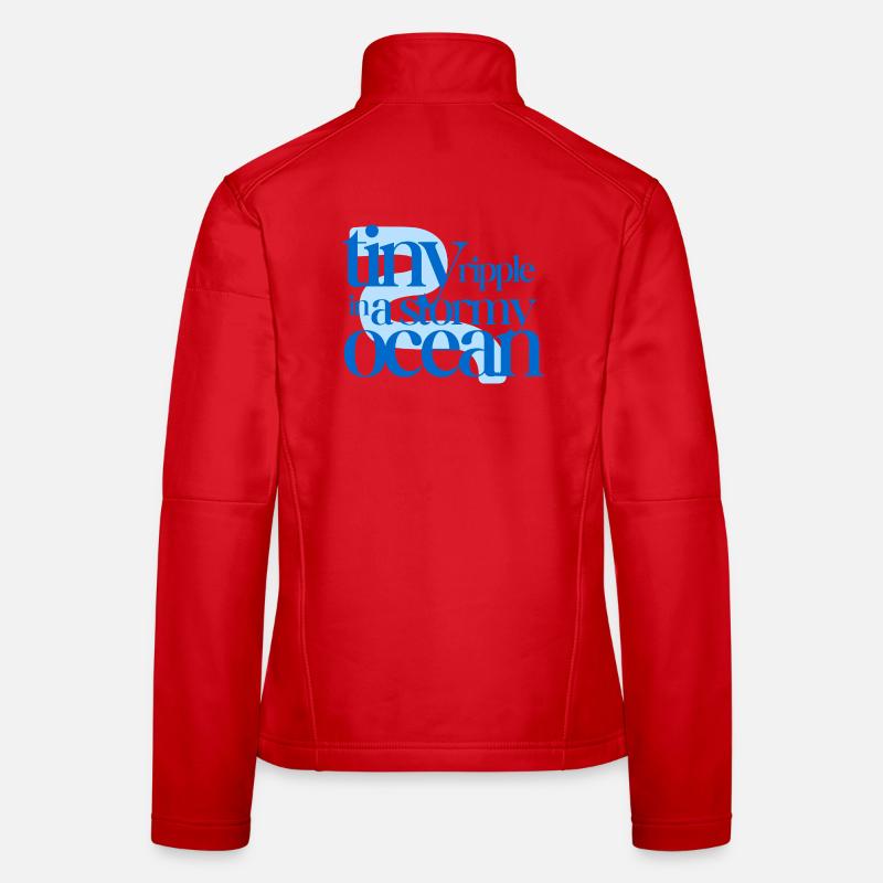 Tiny ripple in a stormy ocean (blue background) - Women's Softshell Jacket - red