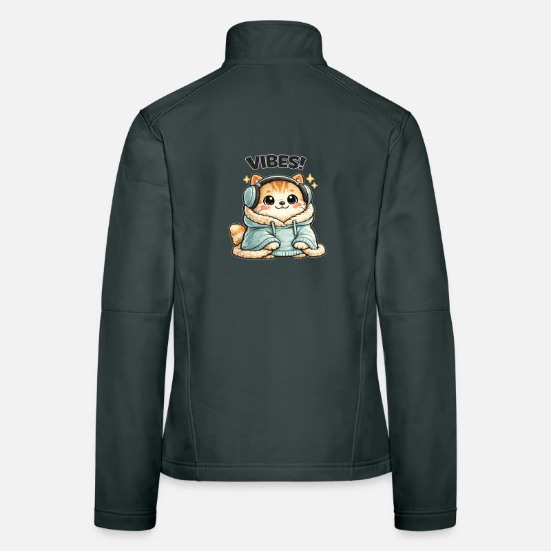 CatsVibes Sweat à capuche DJ Chat Veste en tissu softshell Femme