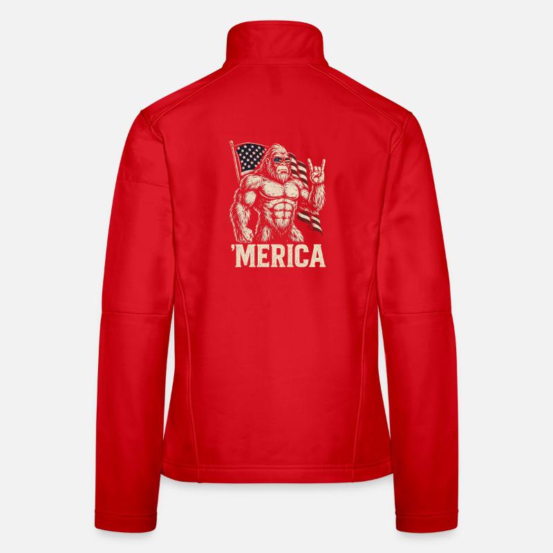 Amerika Bigfoot Lustiger Bigfoot zum 4. Juli Ameri Frauen Softshelljacke