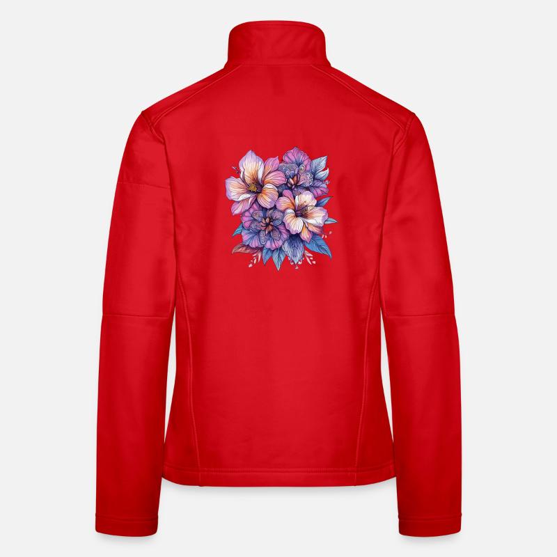 Explosion de couleurs Fleurs Veste en tissu softshell Femme
