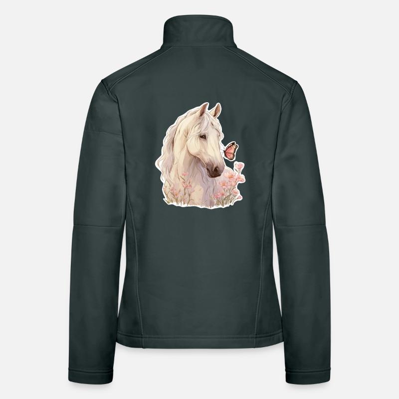 Cheval avec papillon Veste en tissu softshell Femme