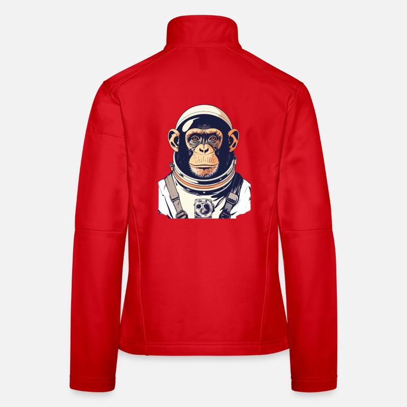 Motif spatial Singe Astronaute Singe Veste en tissu softshell Femme