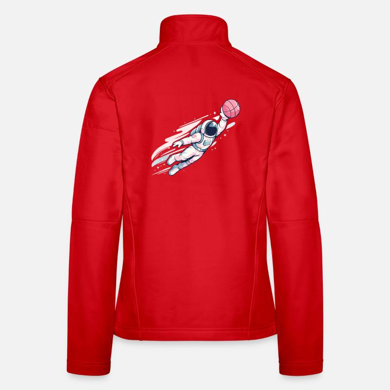Astronaut Basketball Space Dunk Design Women's Softshell Jacket