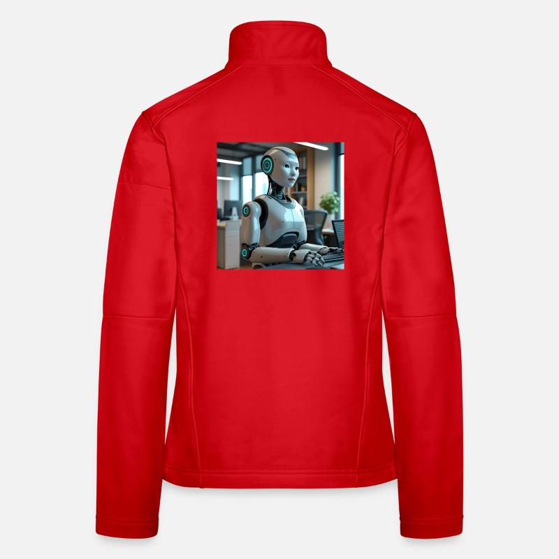 Humanoid robot in blue office Women's Softshell Jacket