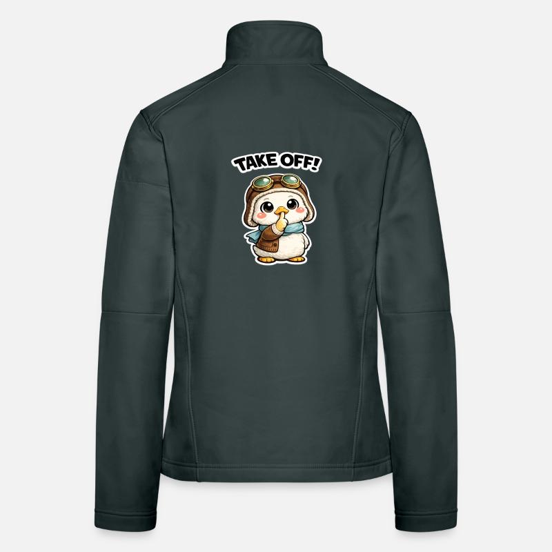 Take Off Pinguin Pilot Frauen Softshelljacke