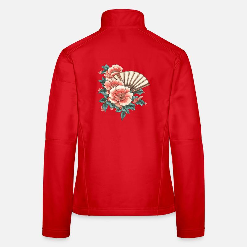 Pfingstrose und Fächer Frauen Softshelljacke