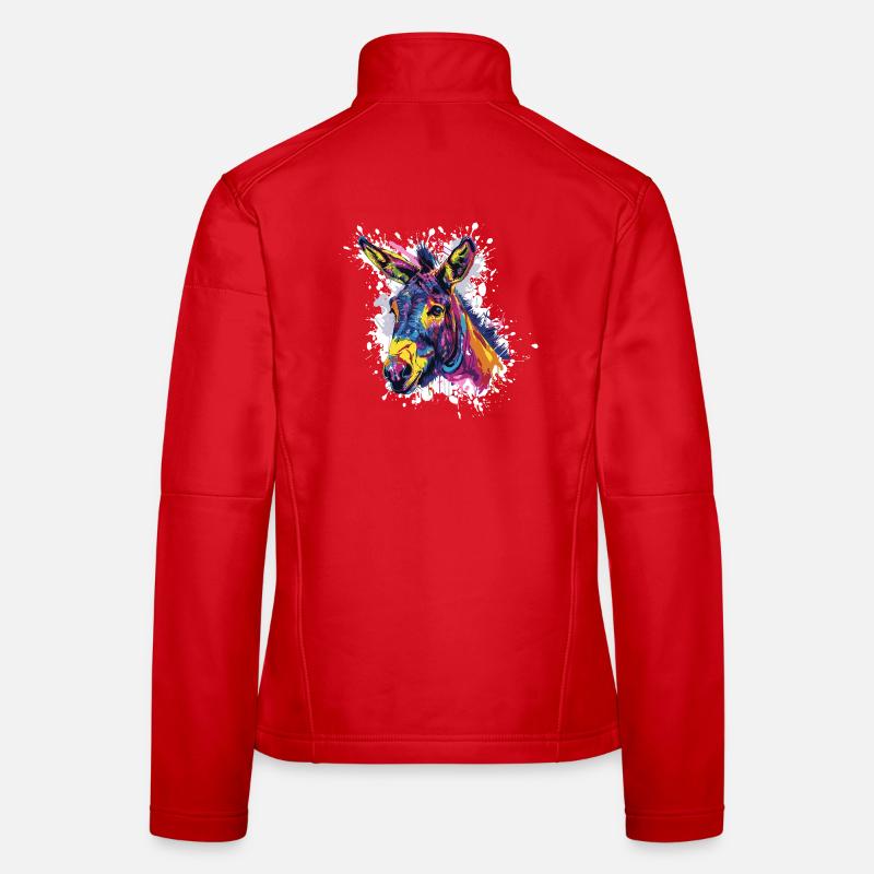 Rainbow Donkey Pop Art Portrait Frauen Softshelljacke