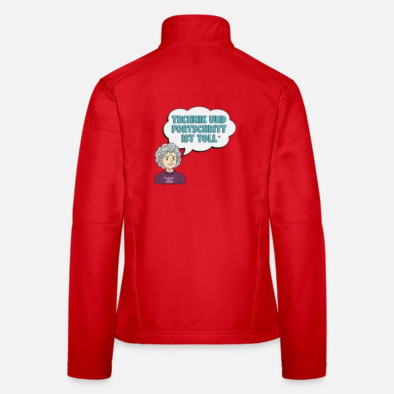 Technikliebe mit Oma Comic Frauen Softshelljacke
