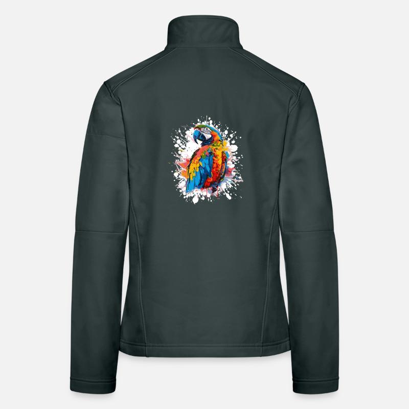 Color Explosion Parrot Illustration Women's Softshell Jacket