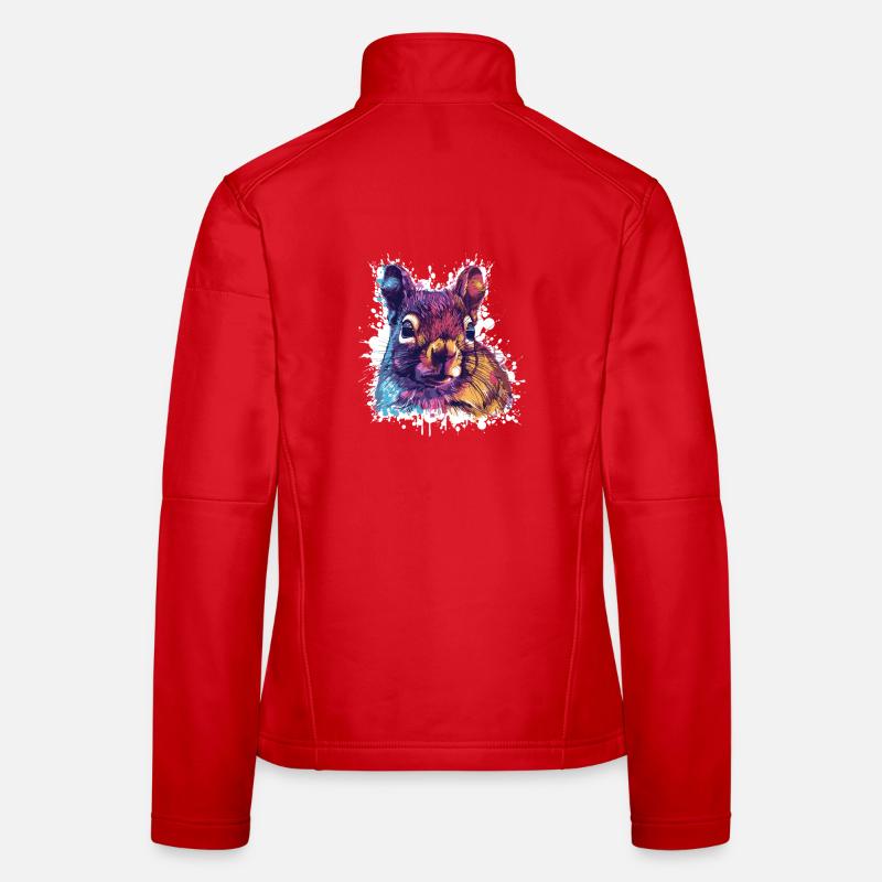 Color Contrast Squirrel PopArt Women's Softshell Jacket