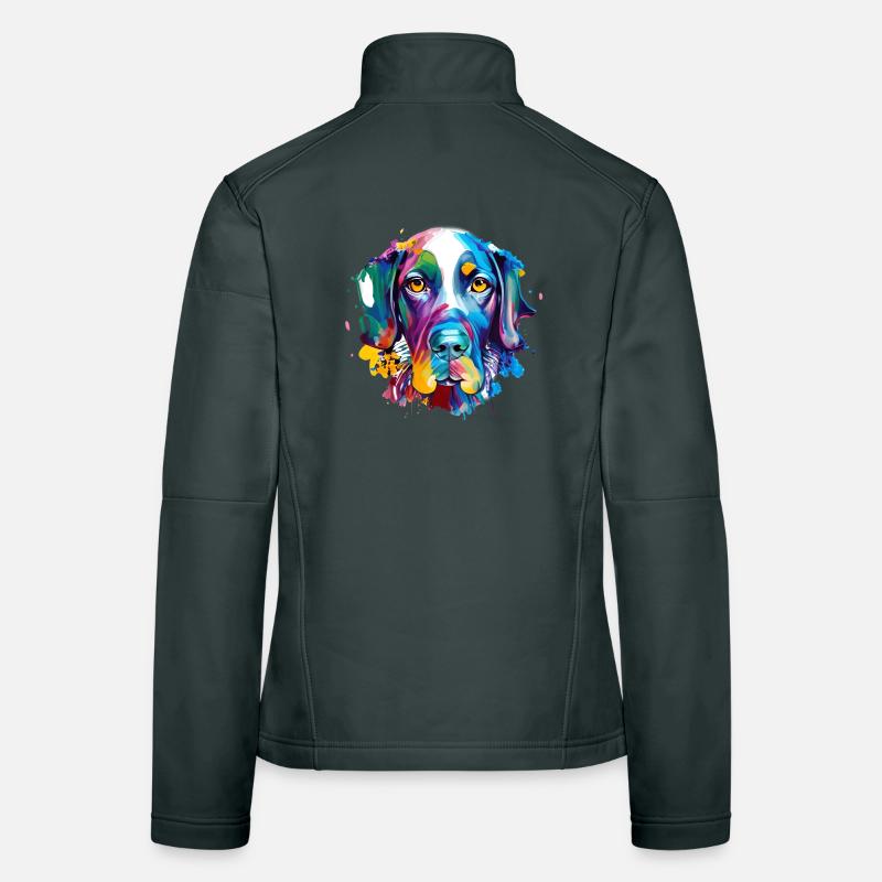 German Shorthaired Pointer GSP Colourful Dog Art Women's Softshell Jacket