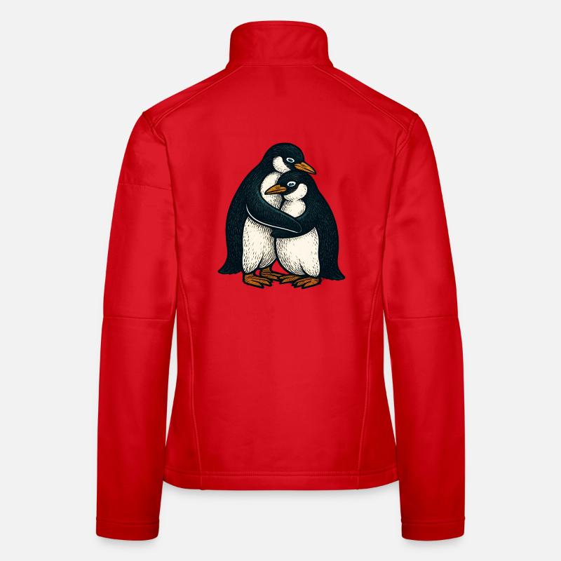 Penguin couple cuddle time Women's Softshell Jacket