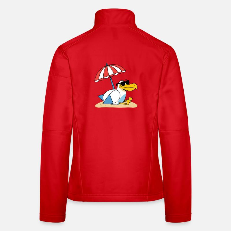 Sonniges Strand-Möwe mit Schirm - Frauen Softshelljacke - Rot
