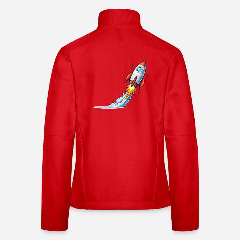 Conception de dessins animés Rocket Launch Veste en tissu softshell Femme