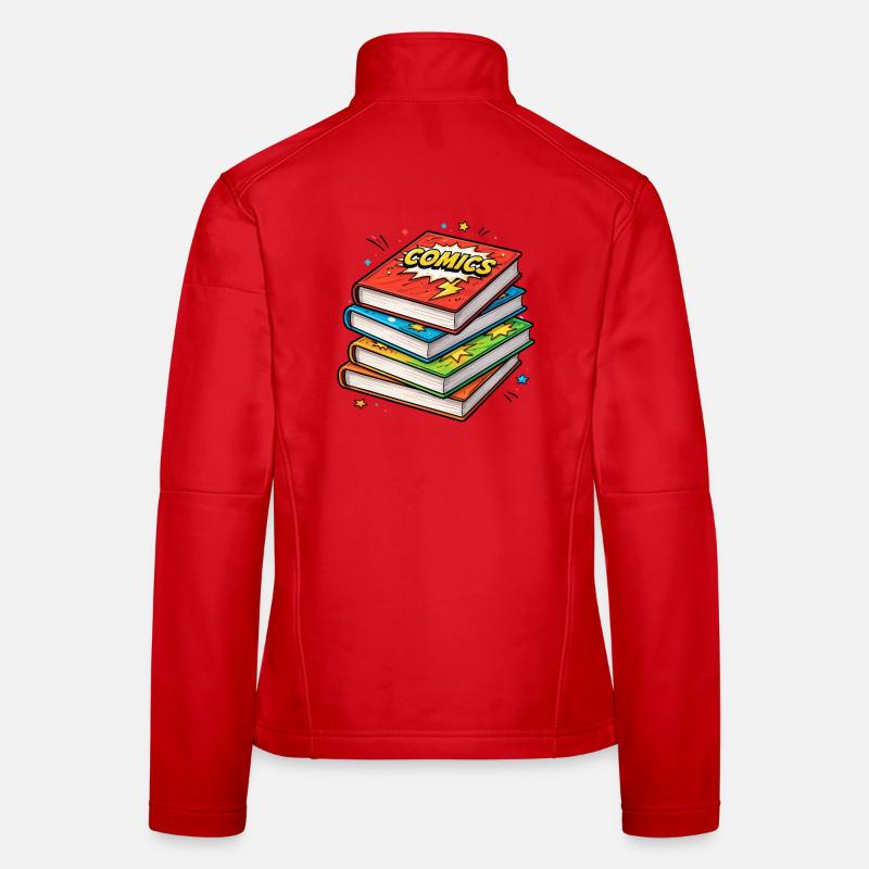 Comic-Stapel Bücher Frauen Softshelljacke