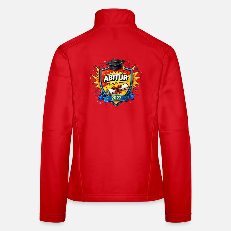 Abitur 2027 Abschluss Comic Schild Frauen Softshelljacke