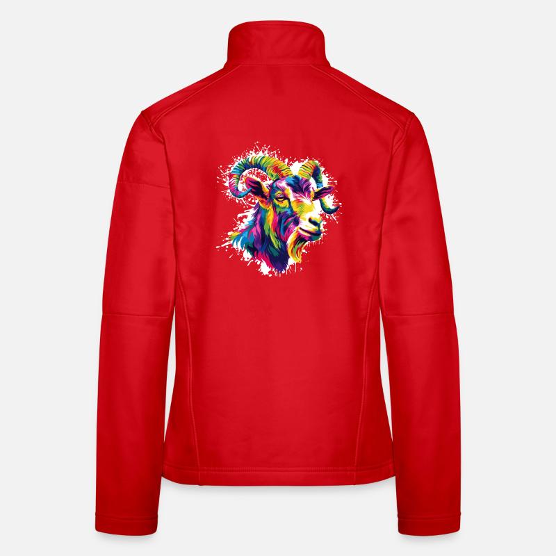 Bunter Widder Kopf  Frauen Softshelljacke