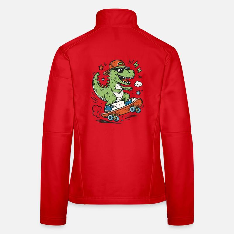 Crocodile on skateboard wearing cap - Women's Softshell Jacket - red