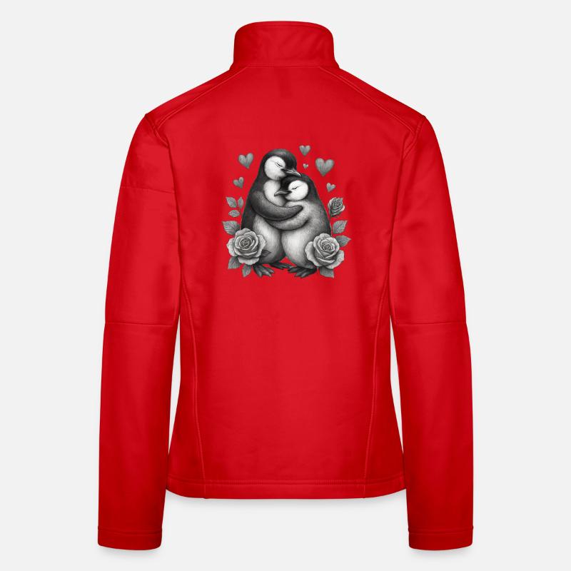 Hugging penguins with roses - Women's Softshell Jacket - red