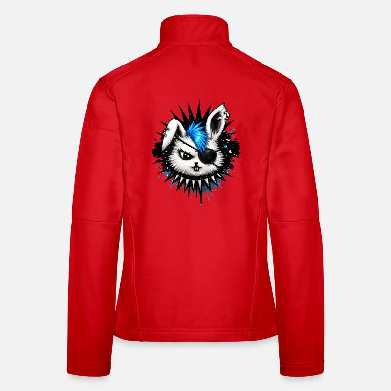 Punk rabbit with mohawk and eyepatch Women's Softshell Jacket