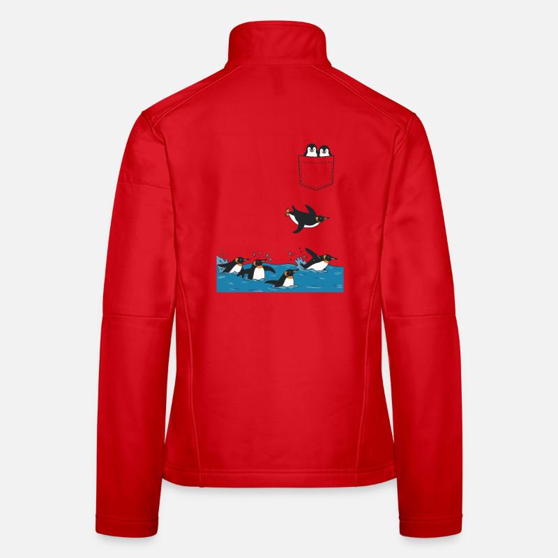 Pinguin Sprung ins Wasser Pocket Design Frauen Softshelljacke