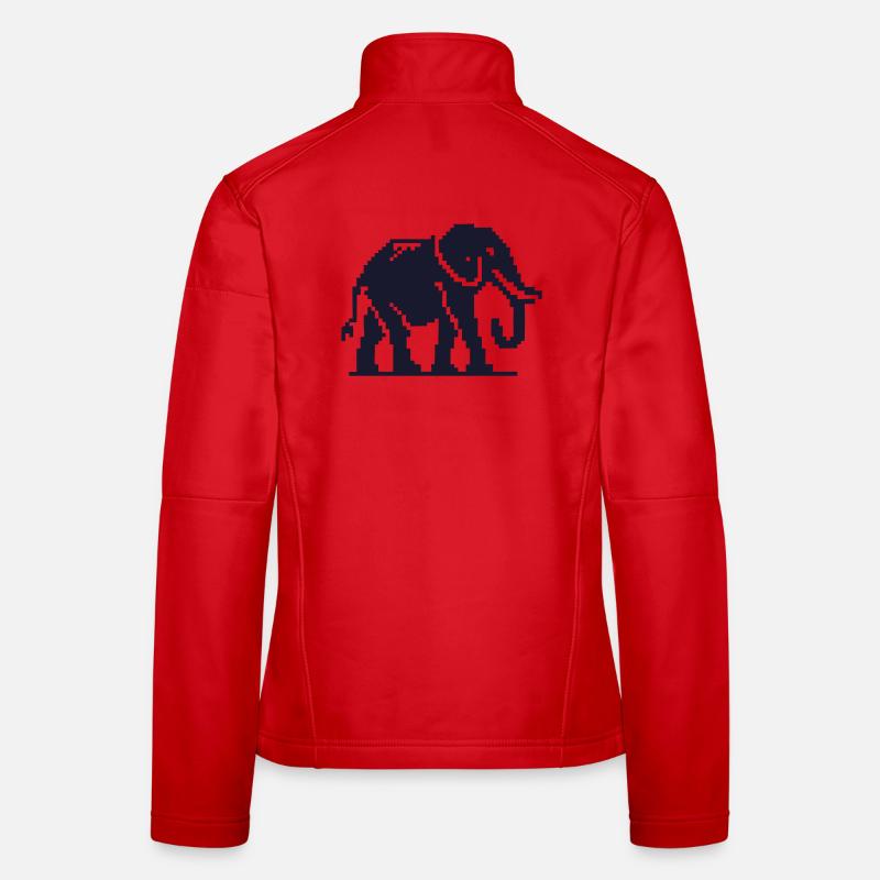 Elefant Pixelkunst Dunkelblau Frauen Softshelljacke