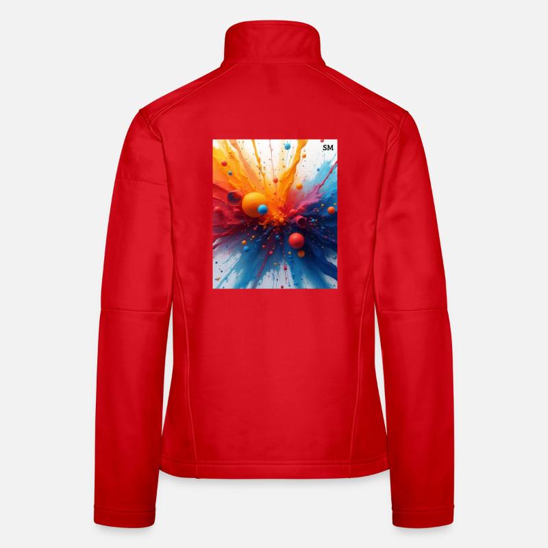 Abstrakte Farbexplosion - Frauen Softshelljacke - Rot