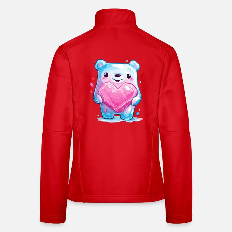 Cuddly bear with heart crystal Women's Softshell Jacket
