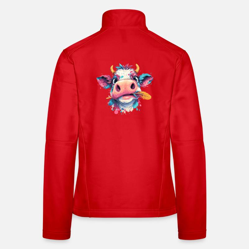 Bunter Kuhkopfspritzer Frauen Softshelljacke