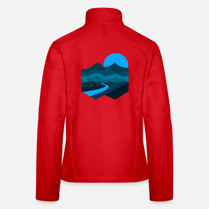 Mountain Song | Blue Moonlight Minimalist Flat - Women's Softshell Jacket - red