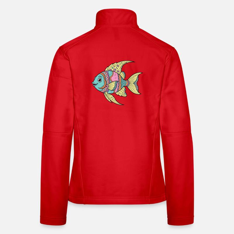 Colorful Psychedelic Coral Fish Women's Softshell Jacket
